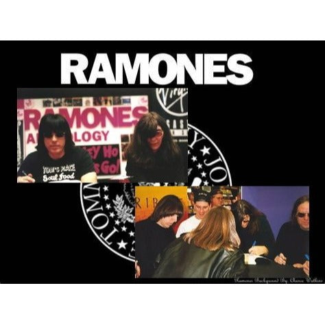 The Ramones Dee-Dee Ramone Joey Ramone Marky Ramone Johnny Ramone Tommy Ramone Richie Ramone vintage les paul signed with proof.