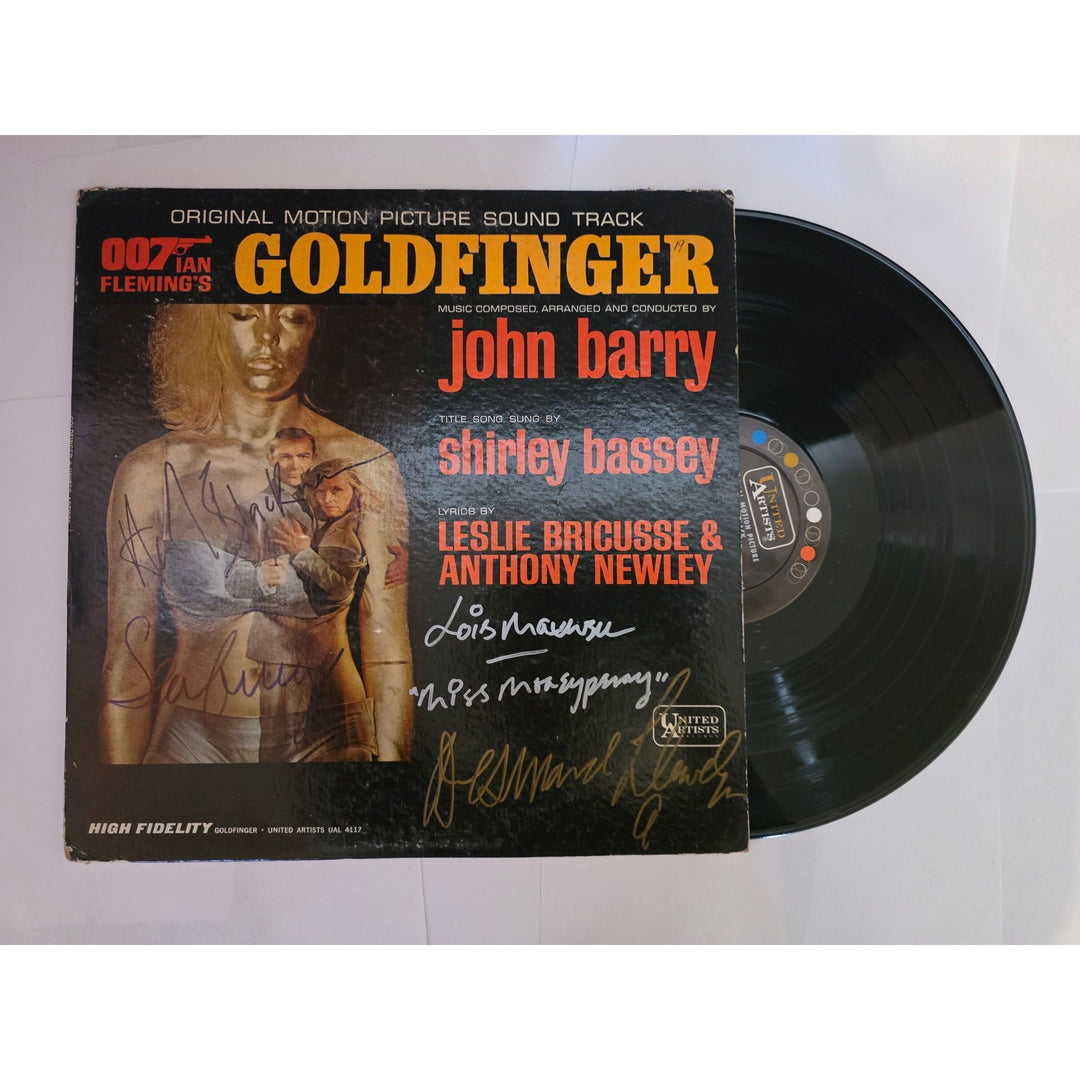 Sean Connery, Bernard Lee, Gold Finger 007 original motion picture LP by John Barry signed with proof.