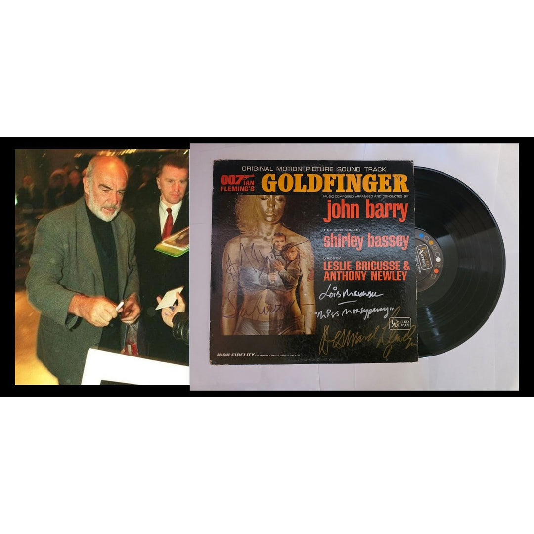Sean Connery, Bernard Lee, Gold Finger 007 original motion picture LP by John Barry signed with proof.