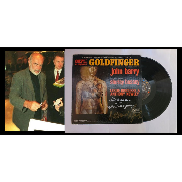 Sean Connery, Bernard Lee, Gold Finger 007 original motion picture LP by John Barry signed with proof.