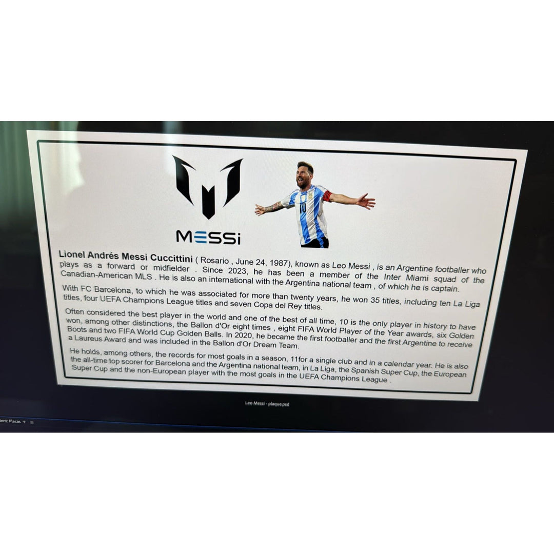 Lionel Messi Argentina game model Jersey signed with proof and Museum quality frame Awesome Artifacts