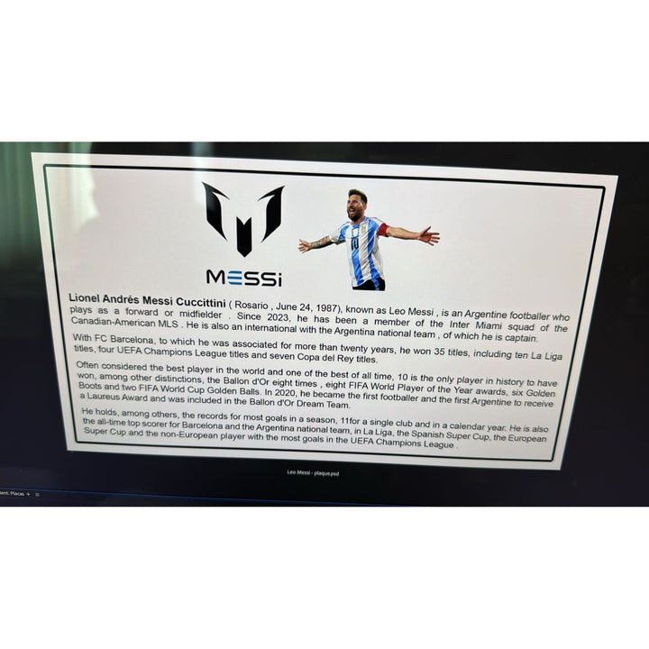 Lionel Messi Argentina game model Jersey signed with proof and Museum quality frame Awesome Artifacts