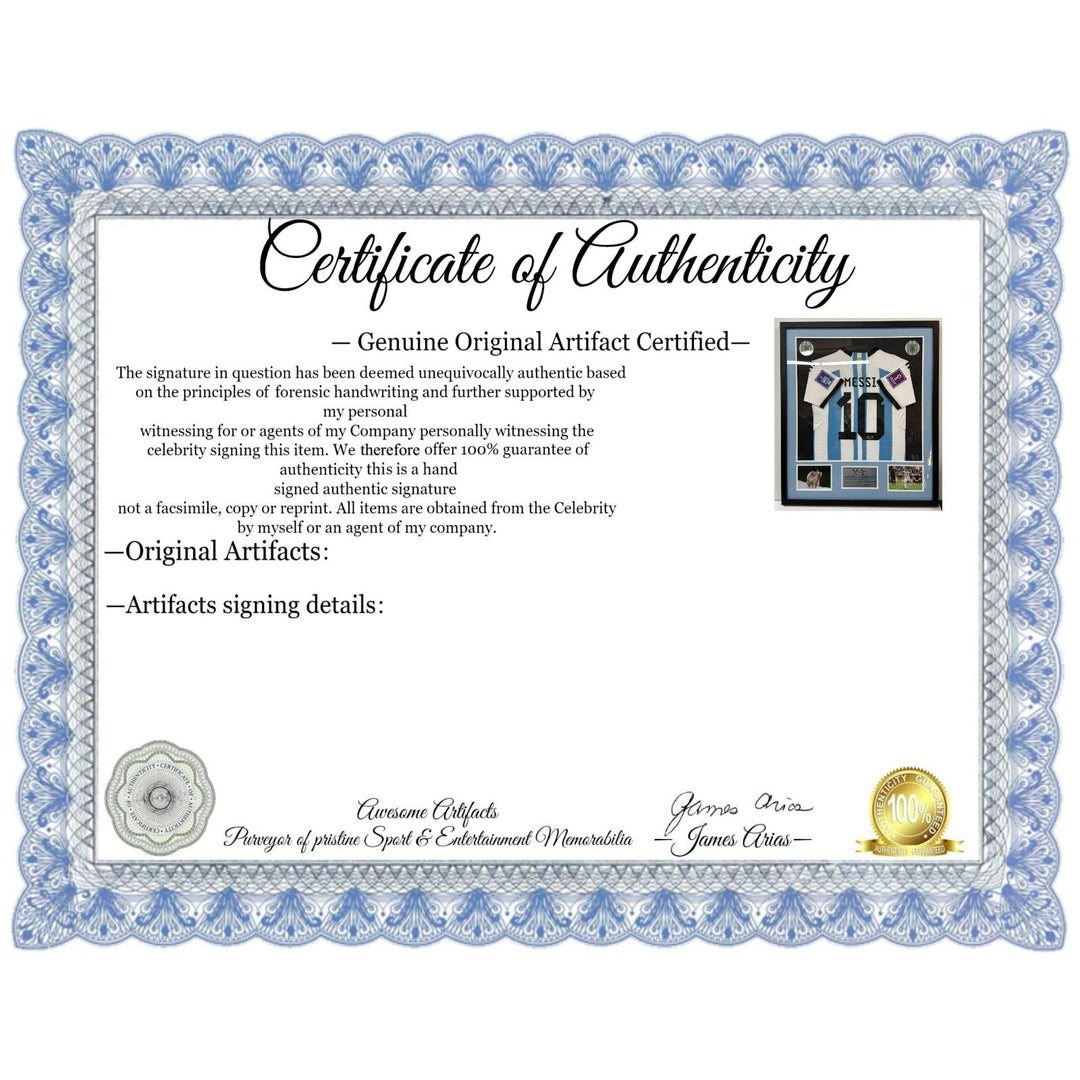Lionel Messi Argentina game model Jersey signed with proof and Museum quality frame Awesome Artifacts