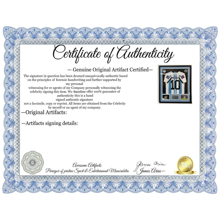 Lionel Messi Argentina game model Jersey signed with proof and Museum quality frame Awesome Artifacts