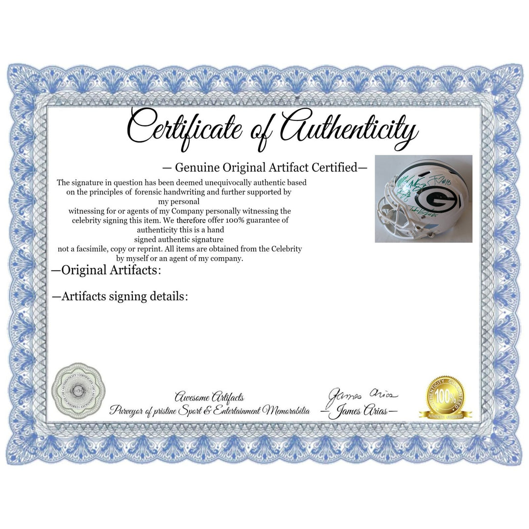 Green Bay Packers Jordan Love, Tucker Kraft, Micah Parsons, Josh Jacobs, Romeo Doubs, Riddell full size helmet signed with proof