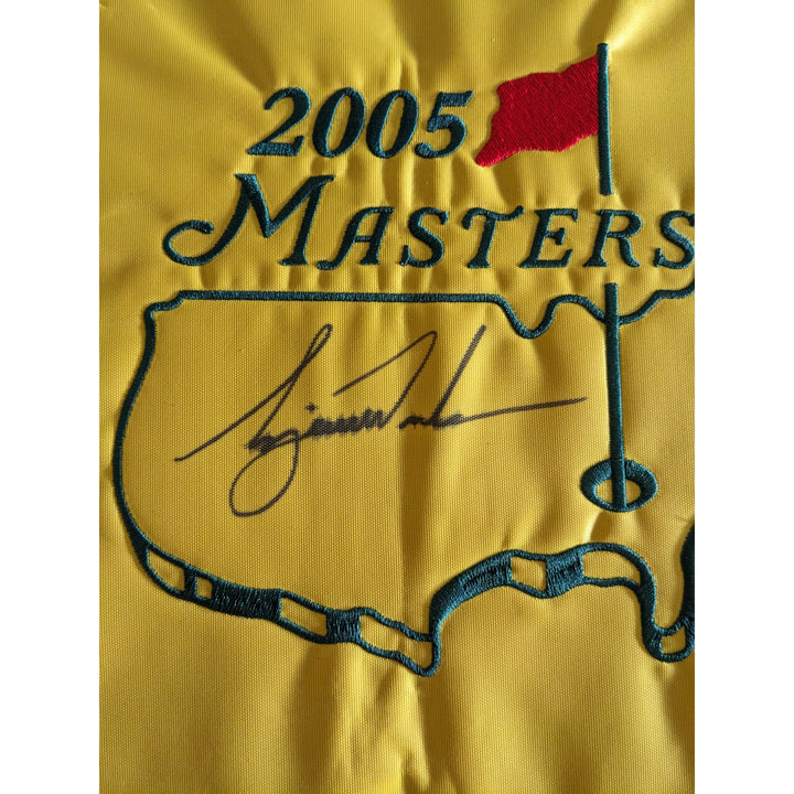 Tiger Woods Masters golf tournament embroidered golf pin flag signed with proof