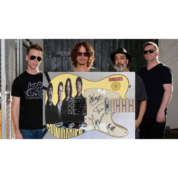 Soundgarden Chris Cornell, Ben Shepherd, Matt Cameron, Kim Thayil electric guitar signed with proof