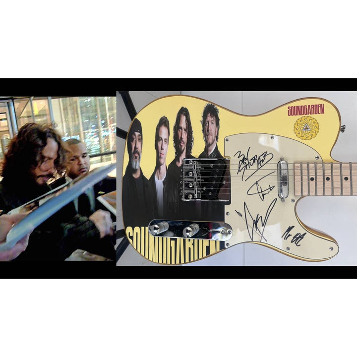 Soundgarden Chris Cornell, Ben Shepherd, Matt Cameron, Kim Thayil electric guitar signed with proof.