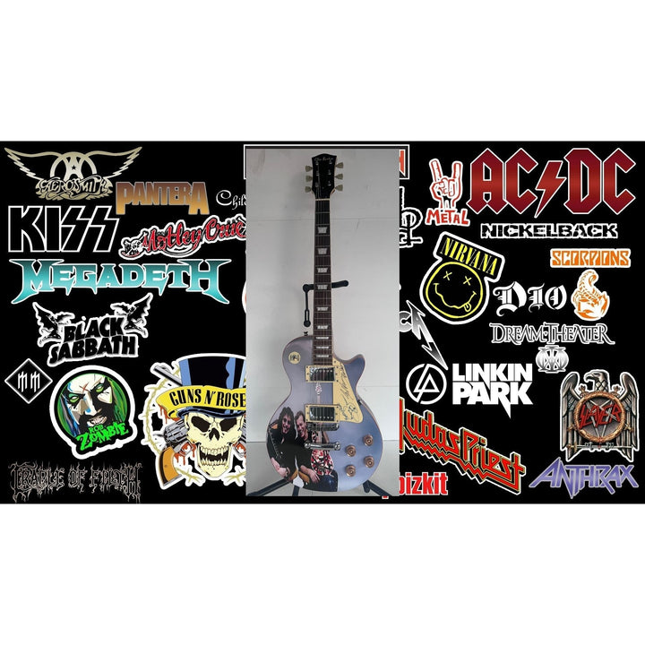 Tony Iommi (Black Sabbath) Eddie Van Halen two of Rock N' Rolls greatest guitarists one of a kind les paul signed with proof.