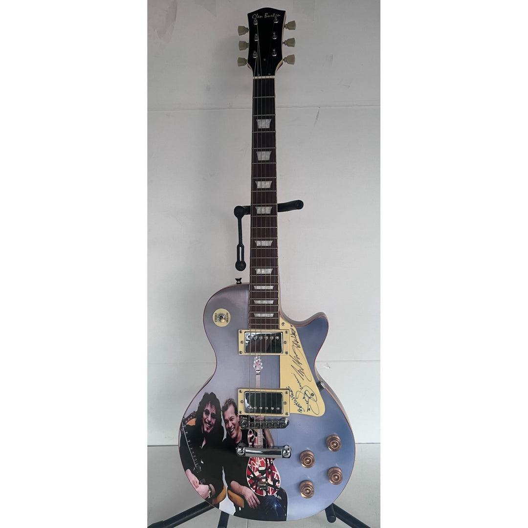 Tony Iommi (Black Sabbath) Eddie Van Halen two of Rock N' Rolls greatest guitarists one of a kind les paul signed with proof.