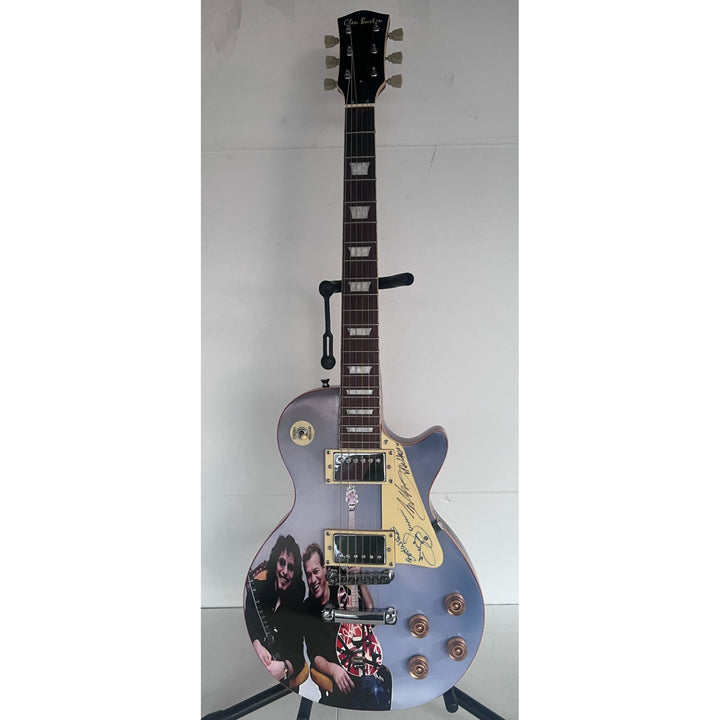 Tony Iommi (Black Sabbath) Eddie Van Halen two of Rock N' Rolls greatest guitarists one of a kind les paul signed with proof.