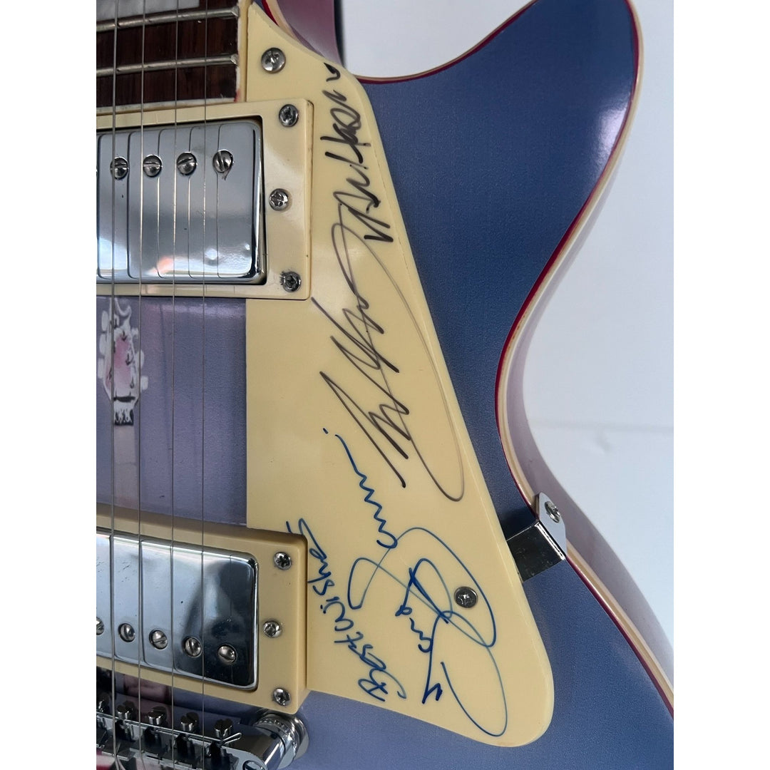 Tony Iommi (Black Sabbath) Eddie Van Halen two of Rock N' Rolls greatest guitarists one of a kind les paul signed with proof.