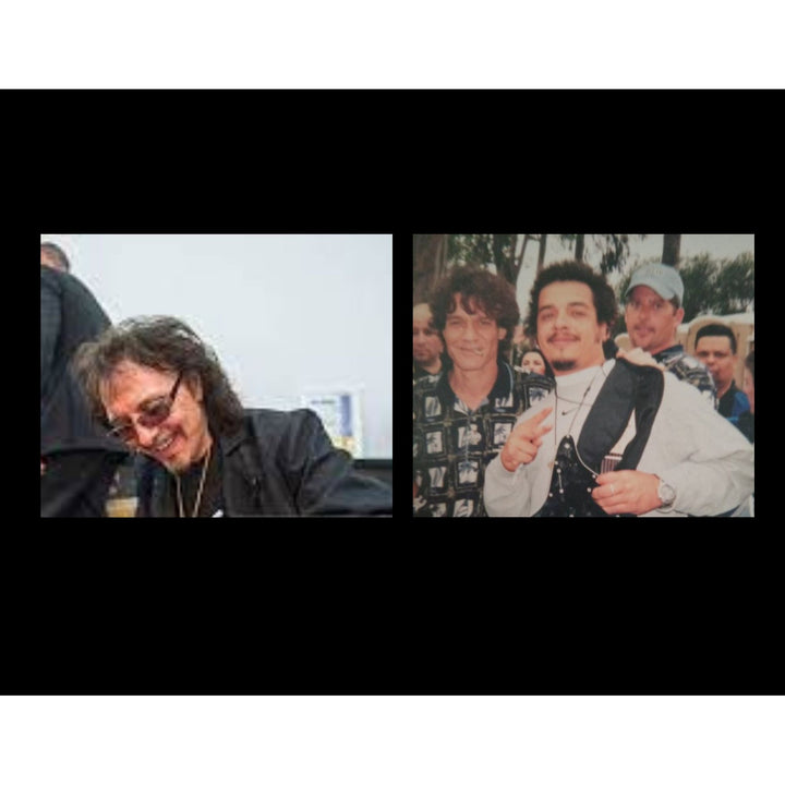 Tony Iommi (Black Sabbath) Eddie Van Halen two of Rock N' Rolls greatest guitarists one of a kind les paul signed with proof.