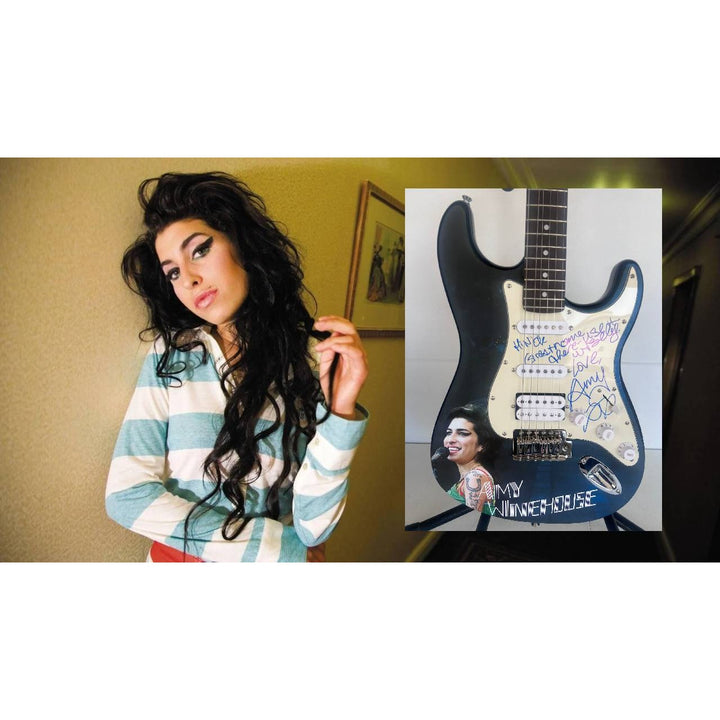 Amy Winehouse Stratocaster electric guitar signed with proof..