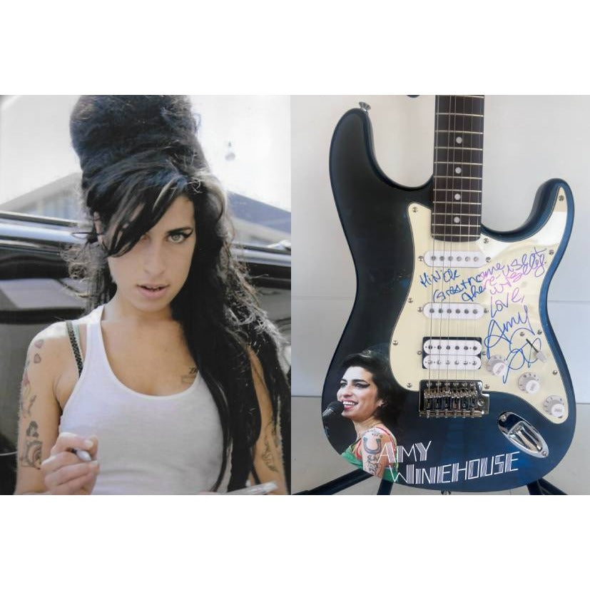 Amy Winehouse Stratocaster electric guitar signed with proof..