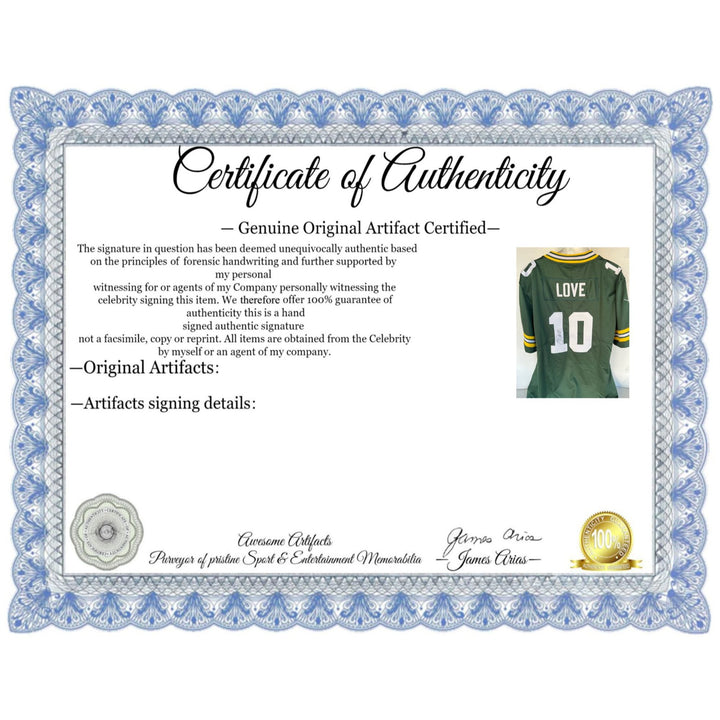 Jordan Love Green Bay Packers Nike size xl game model jersey signed with proof