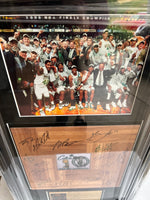 Load image into Gallery viewer, Boston Celtics one-of-a-kind Paul Pierce, Ray Allen, Kevin Garnett 2007-08 NBA champions Team parquet floor board signed &amp; framed 32x18 with proof
