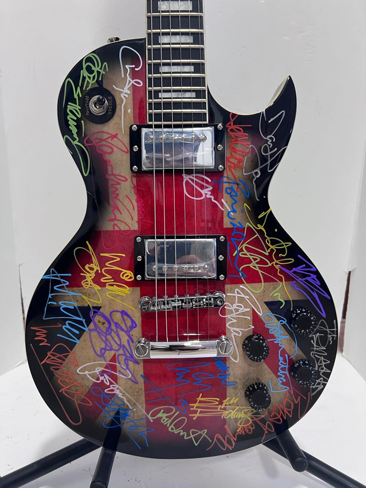 Paul McCartney, Ozzy Osbourne, Jimmy Page, Keith Richards, Eric Clapton British Rock icons one-of-a-kind electric guitar signed by 26 with proof