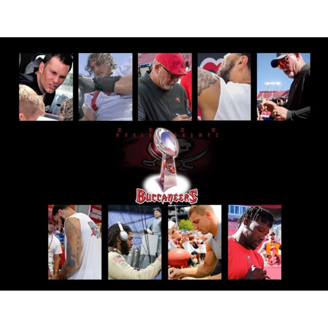 Tampa Bay Buccaneers Tom Brady, Rob Gronkowski, Bruce Arians, 2020-21 Super Bowl LIX champs team signed XXL jersey with proof