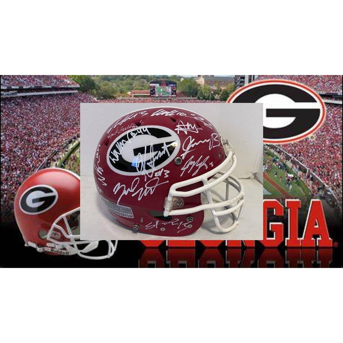 Georgia Bull Dogs 23-24 National Champs team signed Riddell Authentic game model helmet Kirby Smart Stetson Bennett Brock Bowers signed