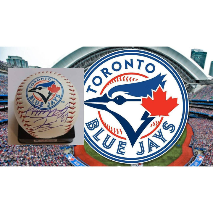 Vladimir Guerrero Jr. and George  Springer Toronto Blue Jays Rawlings MLB baseball signed with proof