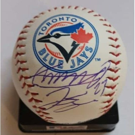 Vladimir Guerrero Jr. and George  Springer Toronto Blue Jays Rawlings MLB baseball signed with proof