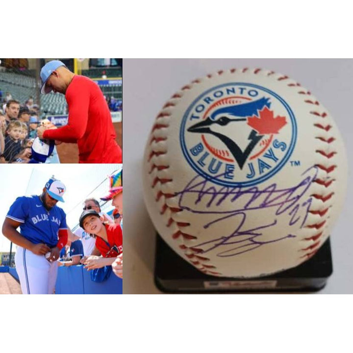Vladimir Guerrero Jr. and George  Springer Toronto Blue Jays Rawlings MLB baseball signed with proof