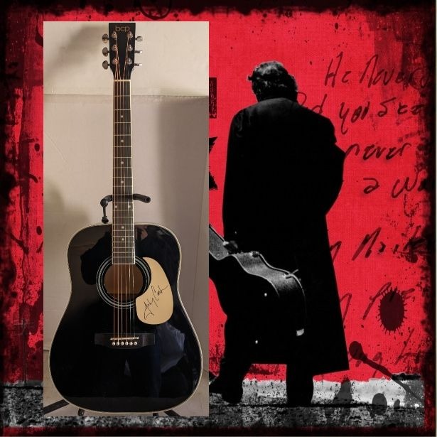 Johnny Cash 41' full size acoustic guitar signed with proof
