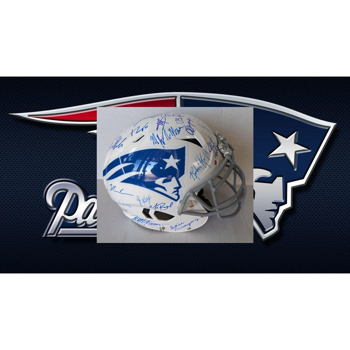 New England Patriots Riddell Speed Authentic Game Model helmet 2025 (white Rivalries collection) team signed with (40 plus sigs) and proof