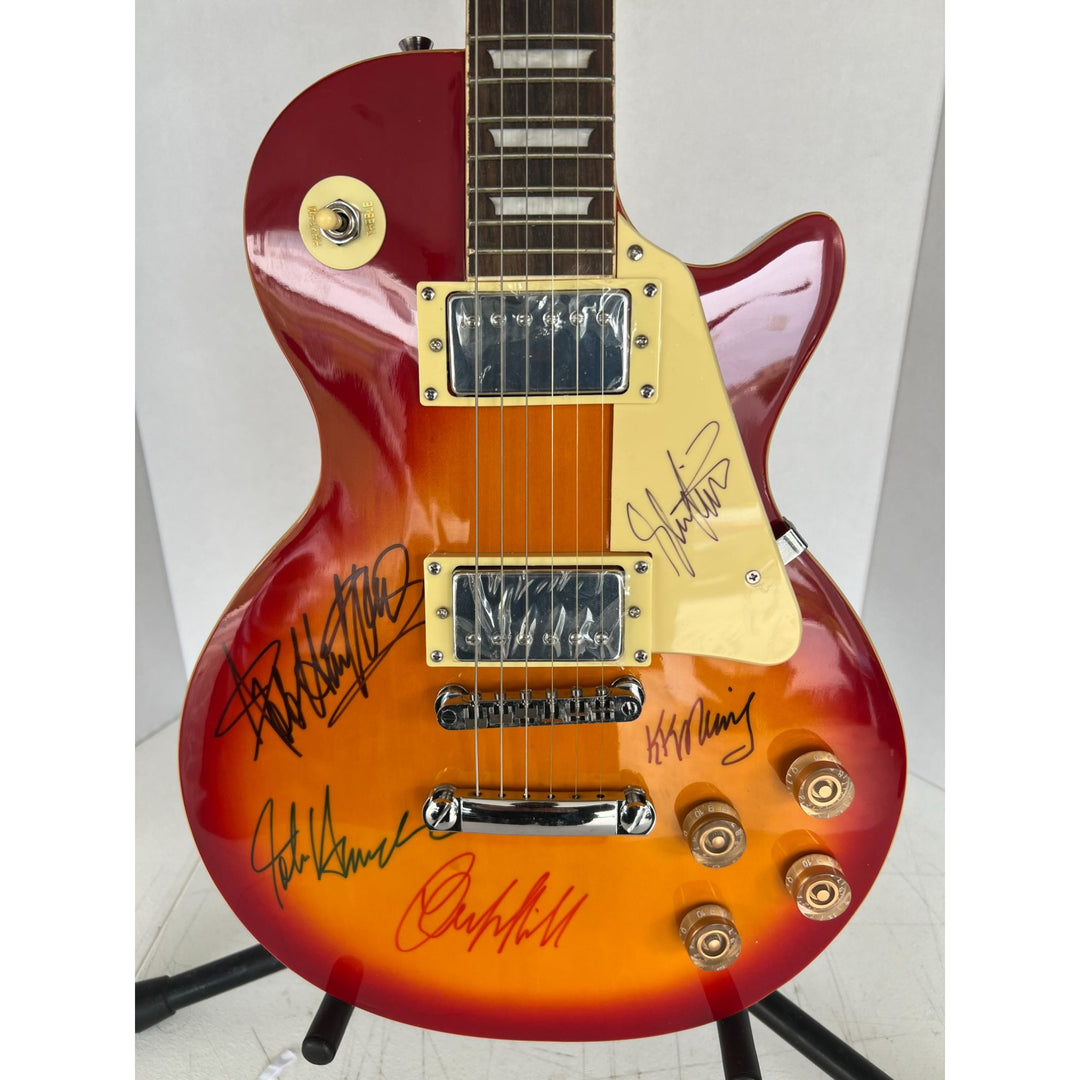 Judas Priest Rob Halford KK Downing Glenn Tipton Richie Faulkner Ian Hill les paul electric guitar signed with proof