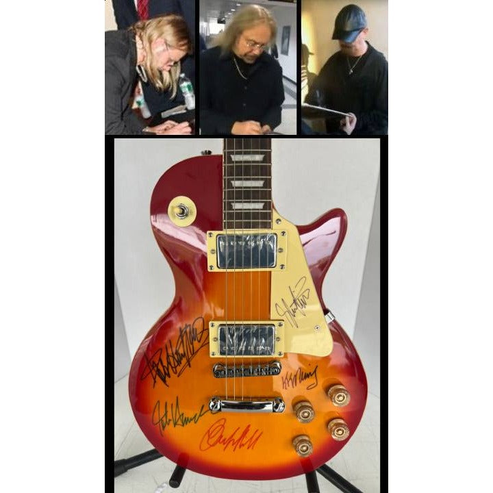 Judas Priest Rob Halford KK Downing Glenn Tipton Richie Faulkner Ian Hill les paul electric guitar signed with proof