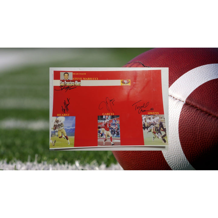 San Francisco 49ers Garrison Hurst Terrell Owens Jeff Garcia Steve Mariucci signed photo Awesome Artifacts