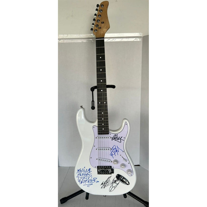 Blink 182 Travis Barker signed with inscription,  Mark Hoppus, Tom DeLonge , Matt Skiba signed with proof