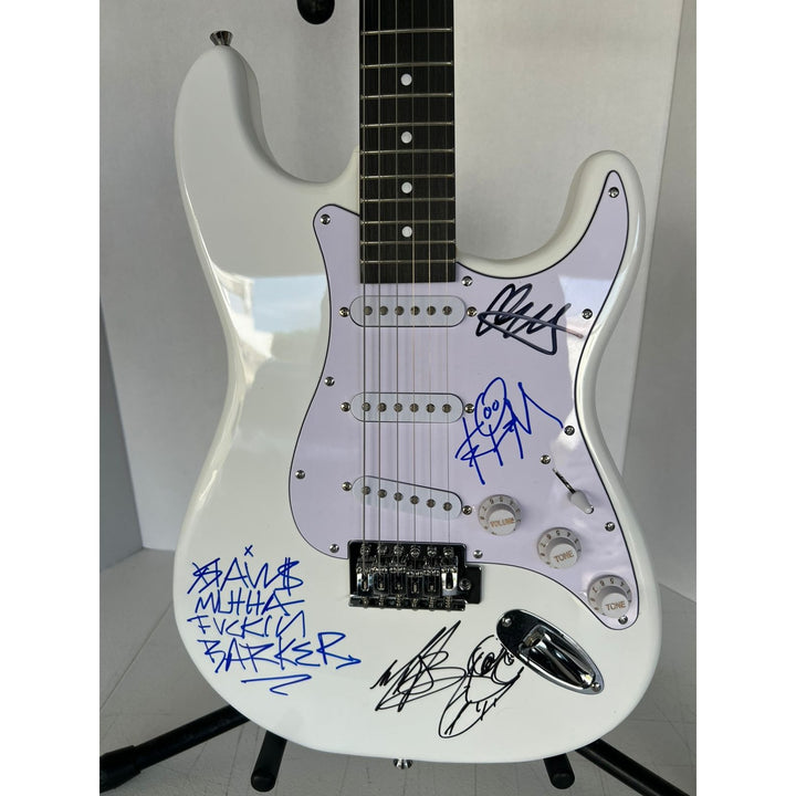 Blink 182 Travis Barker signed with inscription,  Mark Hoppus, Tom DeLonge , Matt Skiba signed with proof
