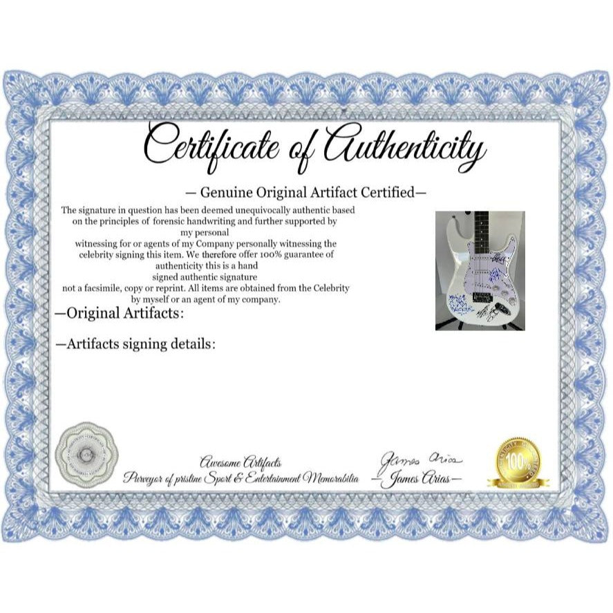 Blink 182 Travis Barker signed with inscription,  Mark Hoppus, Tom DeLonge , Matt Skiba signed with proof