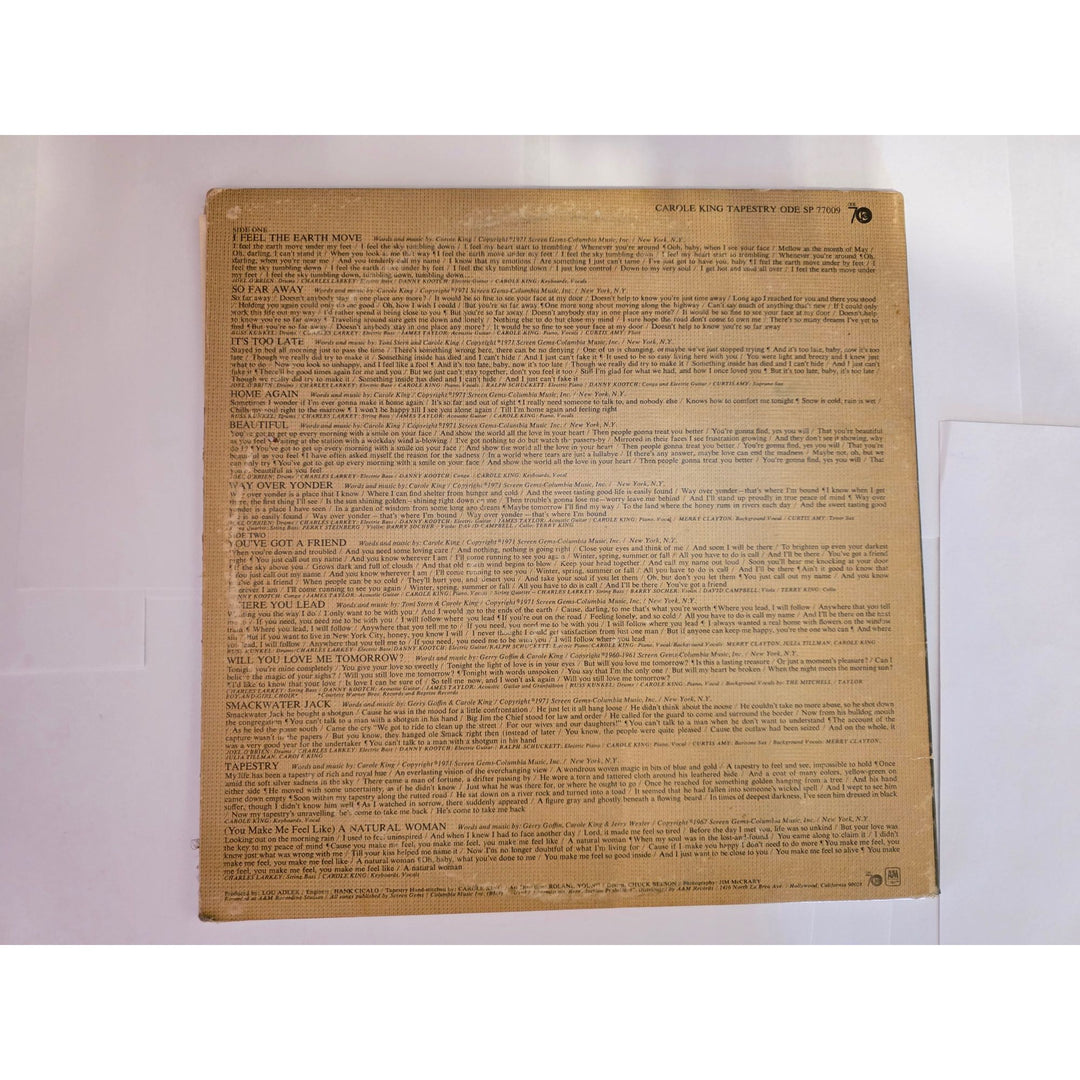 Carole King "Tapestry" LP signed with proof.