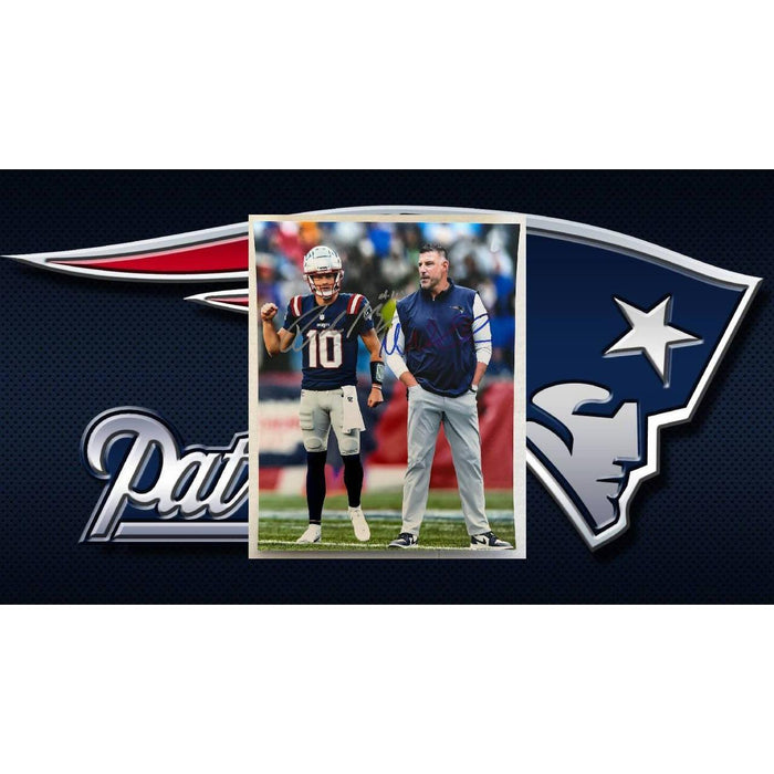 New England Patriots Drake Maye & Mike Vrabel 8x10 photo signed with proof