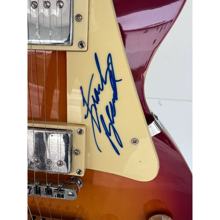 ZZ Top vintage les paul electric guitar Billy Gibbons with sketch Frank Beard Dusty Hill signed with proof.