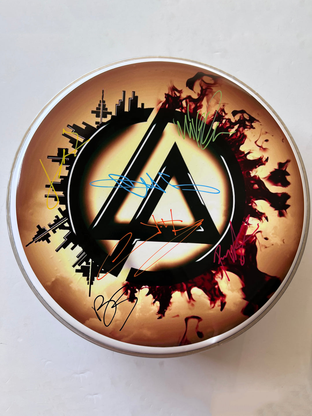 Chester Bennington Linkin Park one-of-a-kind drumhead signed with proof