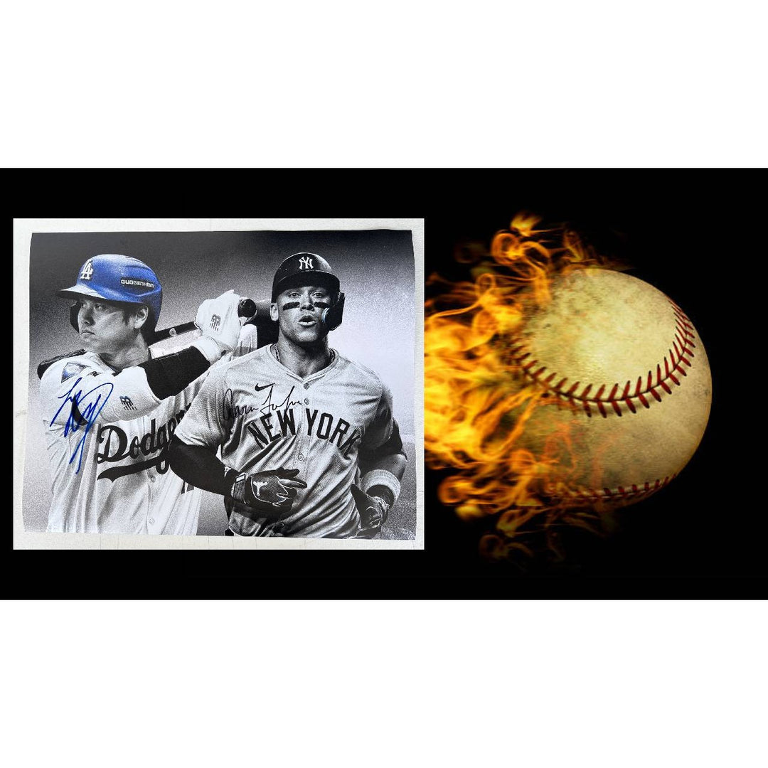 Shohei Ohtani Los Angeles Dodgers and Aaron Judge New York Yankees 16x20 photo signed with proof.