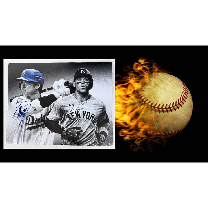 Shohei Ohtani Los Angeles Dodgers and Aaron Judge New York Yankees 16x20 photo signed with proof.