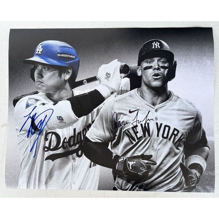 Shohei Ohtani Los Angeles Dodgers and Aaron Judge New York Yankees 16x20 photo signed with proof.