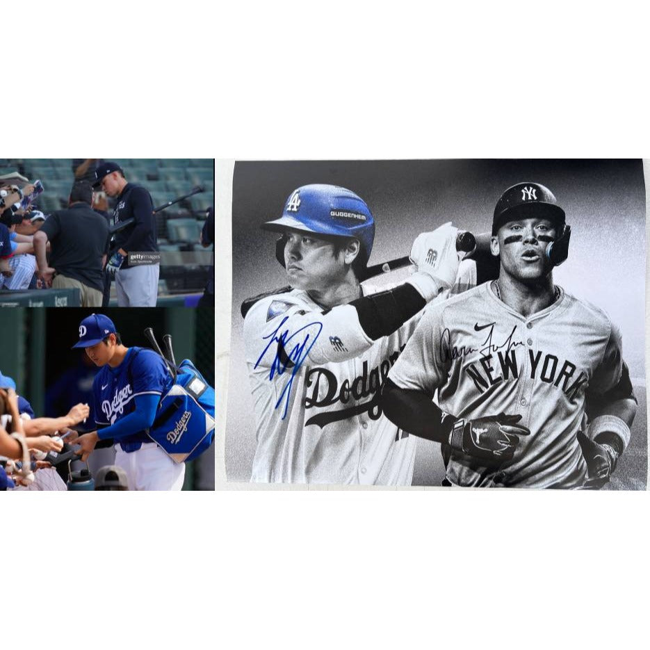Shohei Ohtani Los Angeles Dodgers and Aaron Judge New York Yankees 16x20 photo signed with proof.