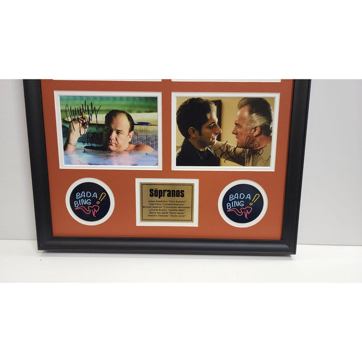 Dominic Chianese  " Uncle Jun James Gandolfini "Tony Soprano" The Sopranos 5x7 photos with Museum quality frame 22x28 signed with proof Awesome Artifacts