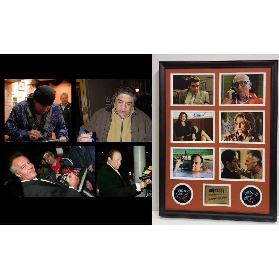Dominic Chianese  " Uncle Jun James Gandolfini "Tony Soprano" The Sopranos 5x7 photos with Museum quality frame 22x28 signed with proof Awesome Artifacts
