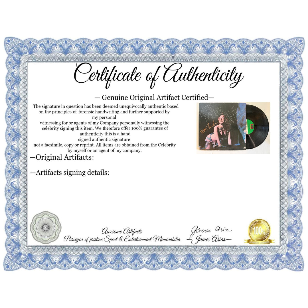 Bette Midler "Live at Last" original lp signed with proof