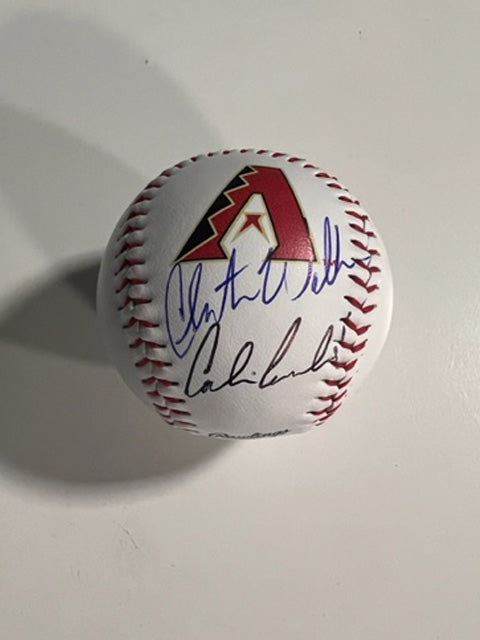 Corbin Carroll and Christian Walker Arizona Diamondbacks Rawlings MLB Baseball signed with proof and free acrylic display case