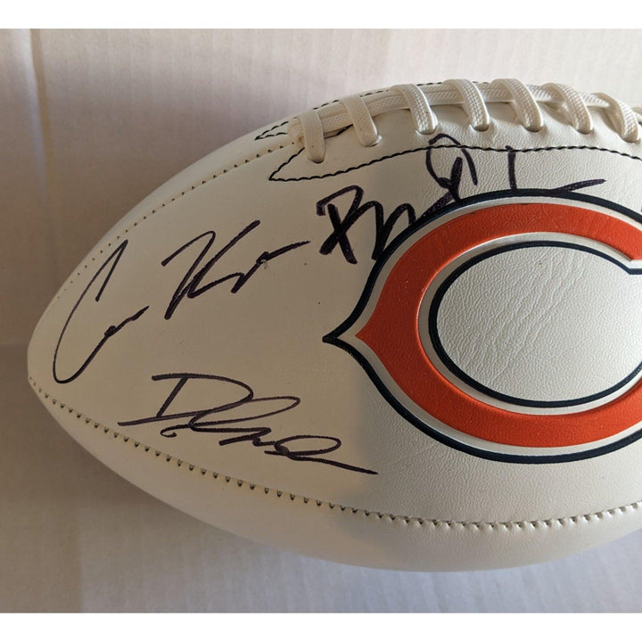 Chicago Bears Cole Kmet Deandre Swift Rome Odunze Ben Johnson Caleb Williams DJ Moore full size logo football signed with proof