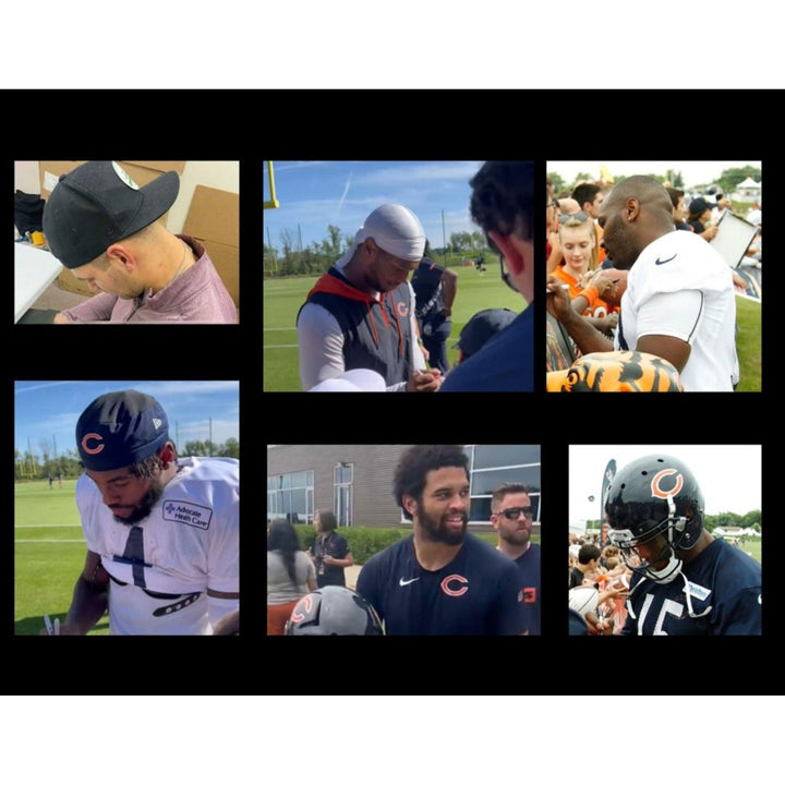 Chicago Bears Cole Kmet Deandre Swift Rome Odunze Ben Johnson Caleb Williams DJ Moore full size logo football signed with proof