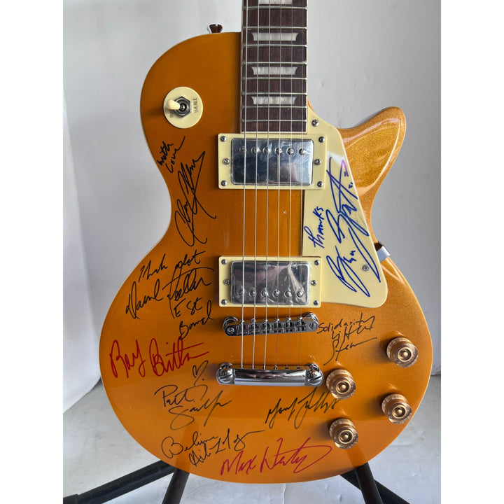 Bruce Springsteen Clarence Clemons Stevie Van Zandt Gold Les Paul electric guitar signed with proof